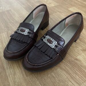 Unisa Brown Loafers Women's Shoes with Western Fringe Detail Size 6.5